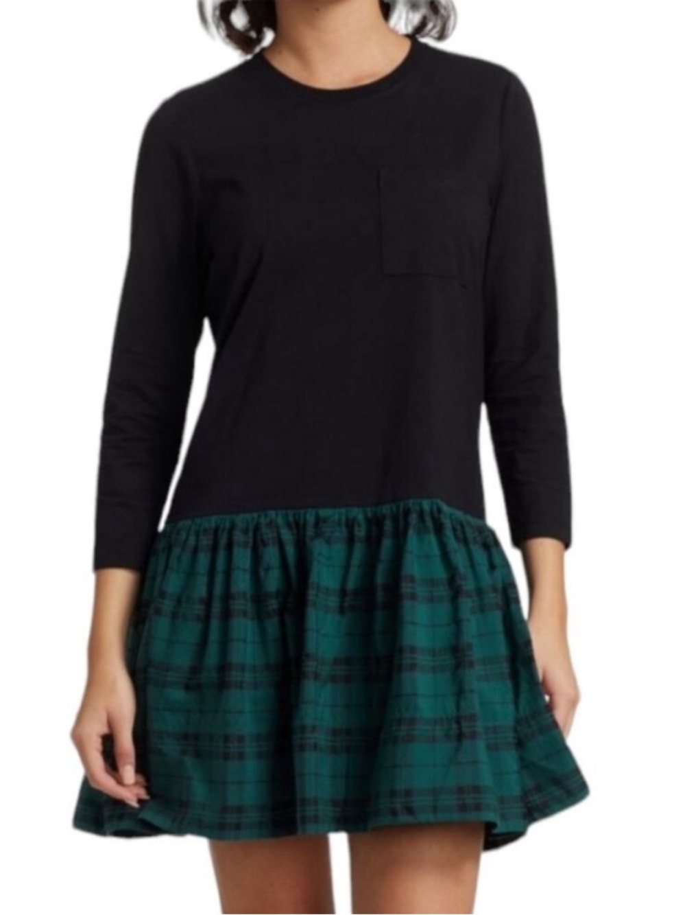 Tanya Taylor Black Green Plaid
Hem Long Sleeve T-Shirt Katlyn Dress size large
